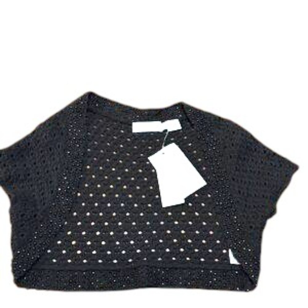 NWT Dana Buchman Black Open Knit Embellished Bolero Cardigan